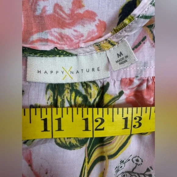 Happy Nature Pink Multicolor Floral Cotton Cottagecore Mini Dress S Medium. G#56 - Picture 17 of 17